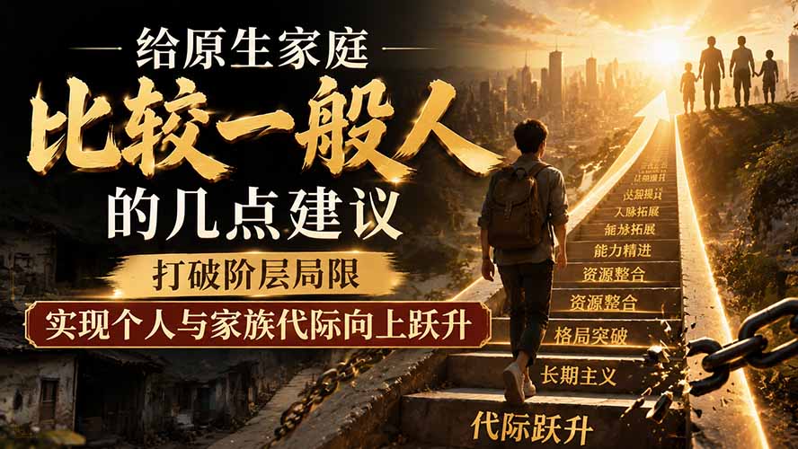 付费文章：给原生家庭比较一般人的几点建议，打破阶层局限，实现个人与家族代际向上跃升-资源后花园
