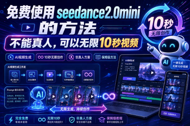 免费使用seedance2.0mini的方法，不能真人，可以无限10秒视频，9图+3音频参考-资源后花园