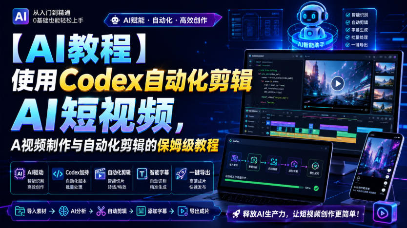 【AI教程】使用Codex自动化剪辑AI短视频，AI视频制作与自动化剪辑的保姆级教程-资源后花园