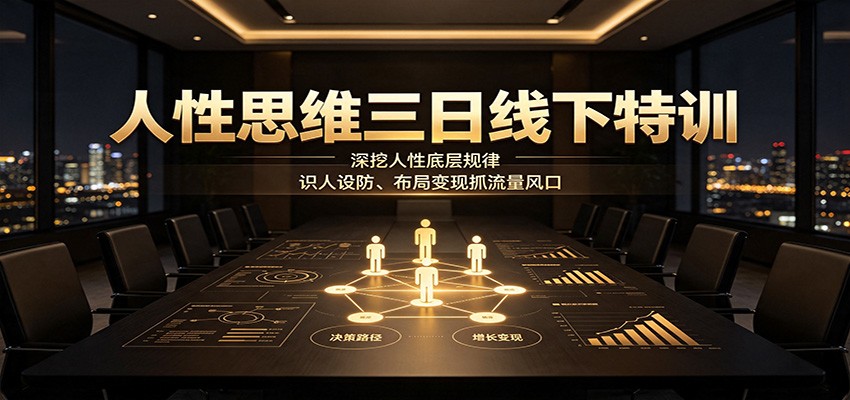 人性思维三日线下特训：深挖人性底层规律，识人设防、布局变现抓流量风口-资源后花园