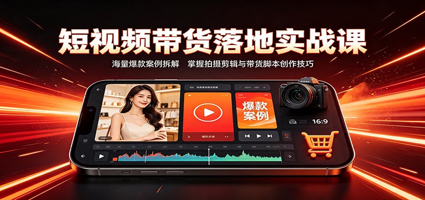 短视频带货落地实战课：海量爆款案例拆解，掌握拍摄剪辑与带货脚本创作技巧-资源后花园