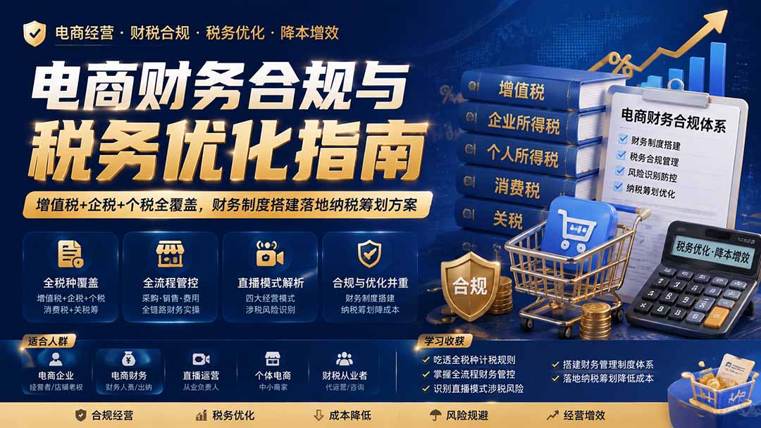 电商财务合规与税务优化指南：增值税+企税+个税全覆盖，财务制度搭建落地纳税筹划方案-资源后花园
