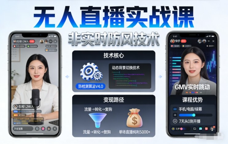 宝子哥无人直播实战课，非实时防风技术，聚焦抖音快手等平台直播带货，轻松开启直播变现之路(更新2026年08月06日)-资源后花园