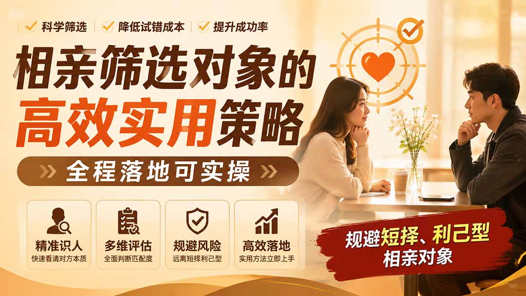 付费文章：相亲筛选对象的高效实用策略，全程落地可实操，规避短择、利己型相亲对象-资源后花园