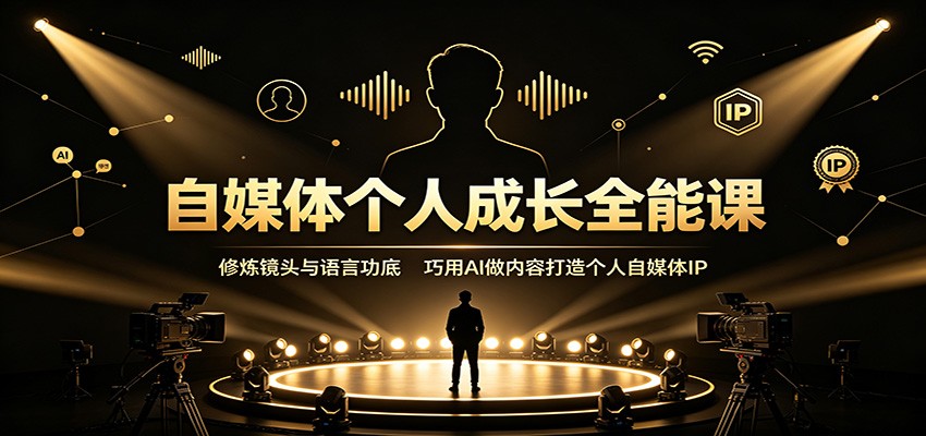 自媒体个人成长全能课：修炼镜头与语言功底，巧用AI做内容打造个人自媒体IP-资源后花园