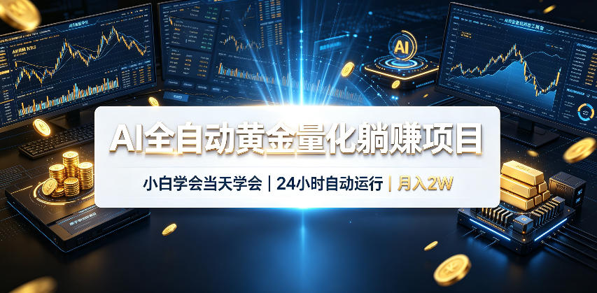 AI全自动黄金量化躺賺项目，24小时自动运行，月入2W！-资源后花园