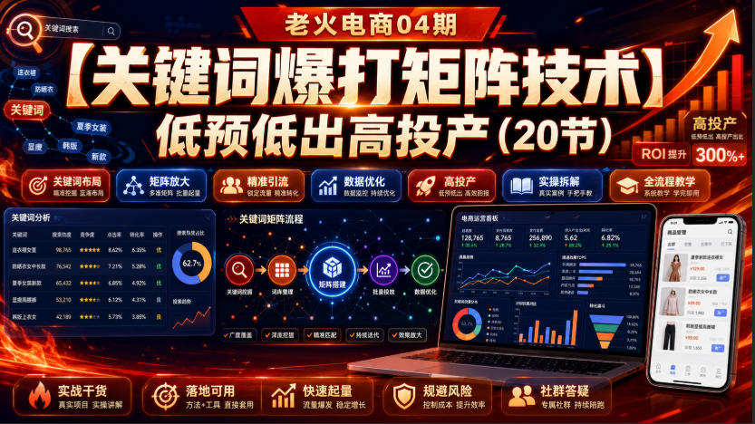 老火电商04期：【关键词爆打矩阵技术】低预低出高投产(20节)-资源后花园
