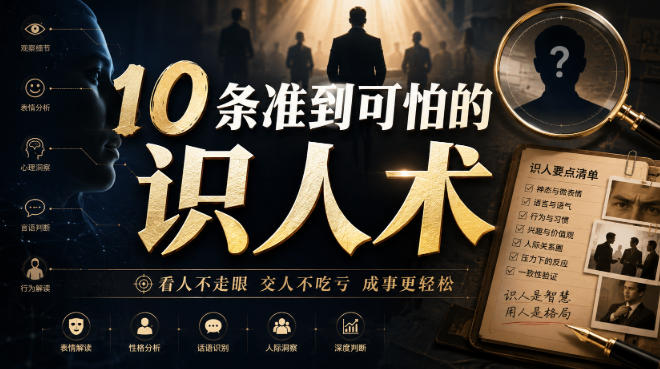 付费文章：10条准到可怕的识人术-资源后花园