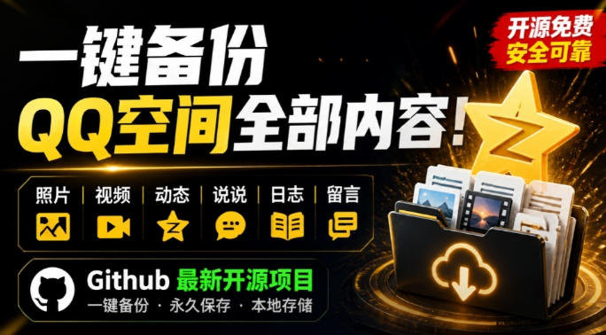 一键将你QQ空间全部内容备份下来!照片/视频/动态信息全存本地,Github最新开源项目QzoneArchive