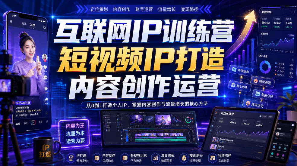 互联网IP训练营，短视频IP打造，内容创作运营-资源后花园