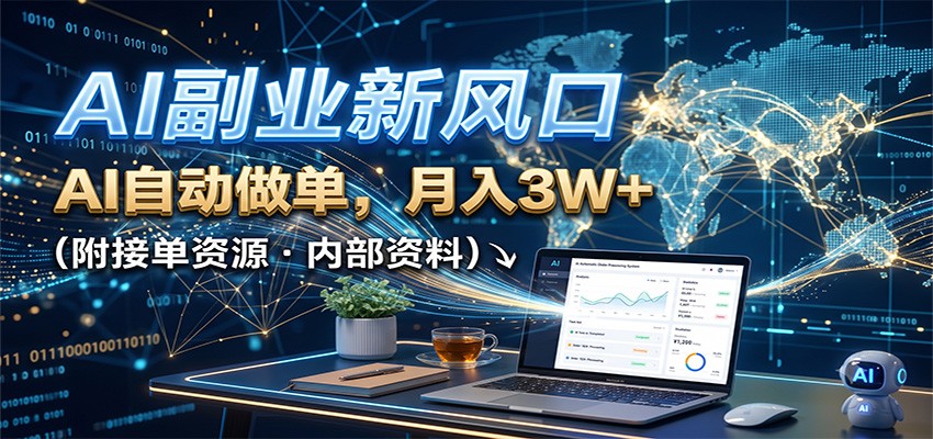 AI副业新风口，AI自动做单，月入3W+，附接单资源-资源后花园