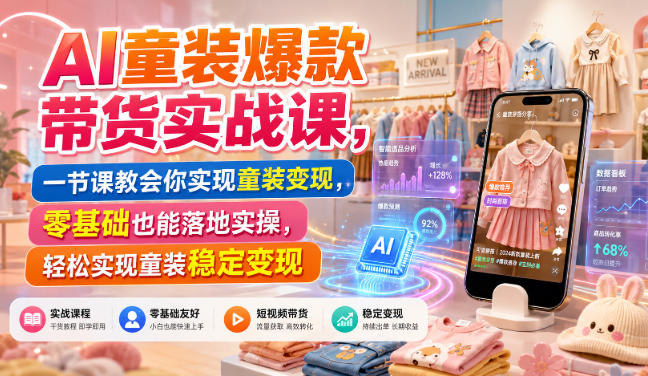 AI童装爆款带货实战课，一节课教会你实现童装变现，零基础也能落地实操-资源后花园
