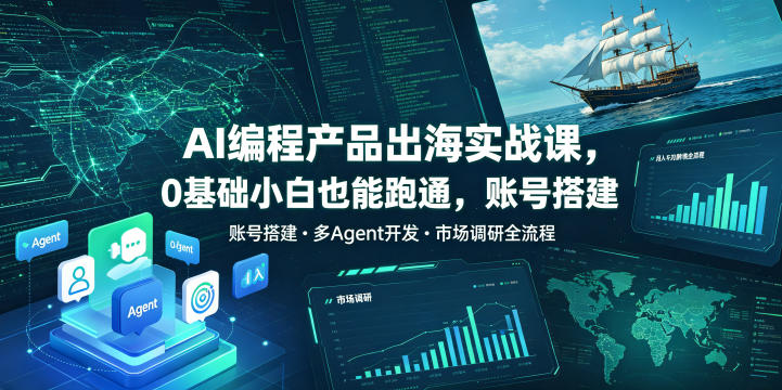 AI编程产品出海实战课，0基础小白也能跑通，账号搭建・多Agent开发・市场调研全流程，月入千刀跨境变现教程(更新)-资源后花园