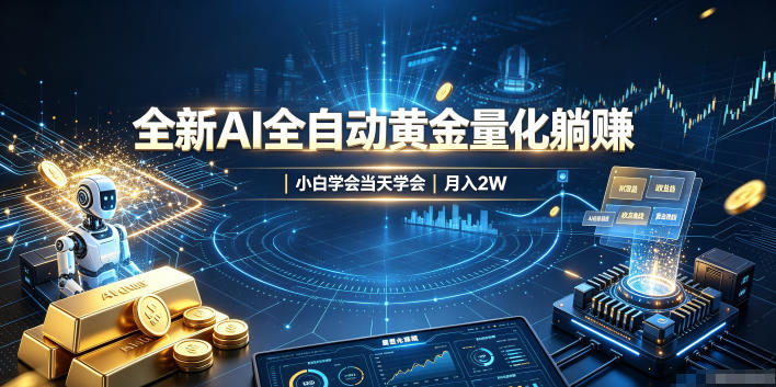 全新AI全自动黄金量化躺賺：小白学会当天学会，月入2W！【揭秘】-资源后花园