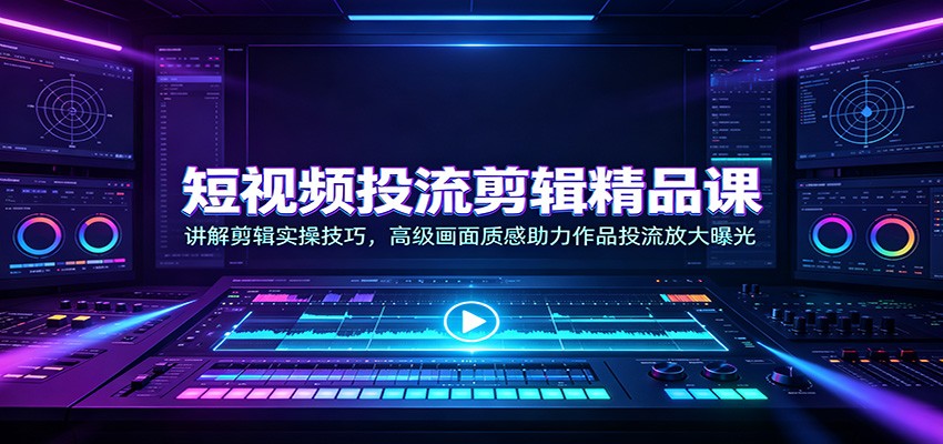 短视频投流剪辑精品课：讲解剪辑实操技巧，高级画面质感助力作品投流放大曝光-资源后花园