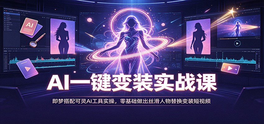 AI一键变装实战课：即梦搭配可灵AI工具实操，零基础做出丝滑人物替换变装短视频-资源后花园