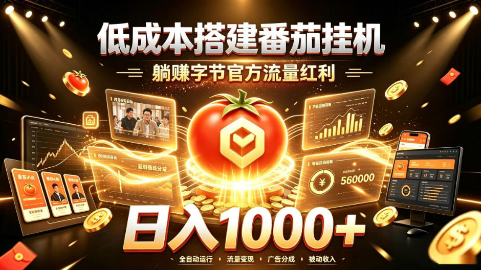 低成本搭建番茄挂G，躺賺字节官方流量红利，日入1k+，全程傻瓜式落地【揭秘】-资源后花园