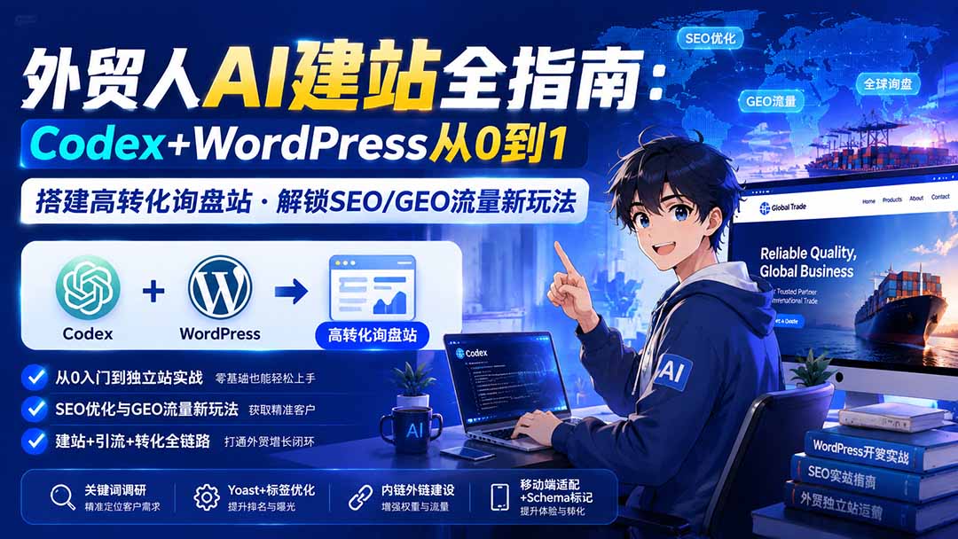外贸人AI建站全指南：Codex+WordPress从0到1·搭建高转化询盘站·解锁SEO/GEO流量新玩法-更新-资源后花园