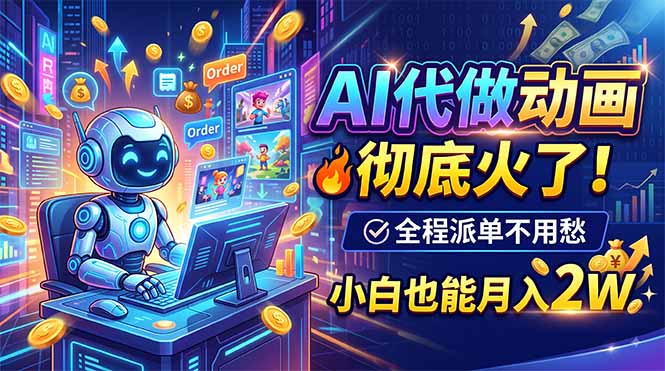 AI代做动画，彻底火了！全程派单不用愁，小白也能月入2W-资源后花园