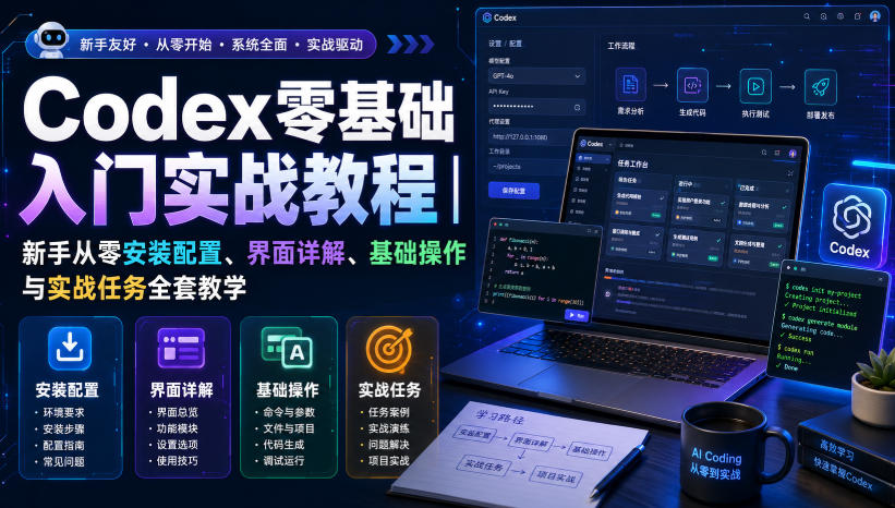 Codex零基础入门实战教程｜新手从零安装配置、界面详解、基础操作与实战任务全套教学-资源后花园