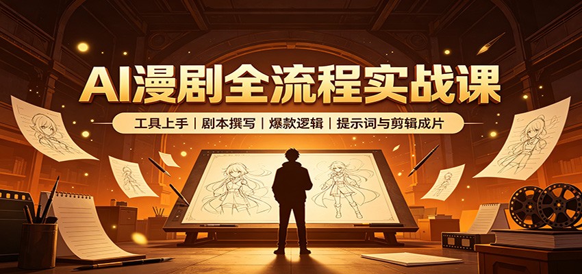 AI漫剧全流程实战课：工具上手、剧本撰写、爆款逻辑、提示词与剪辑成片-资源后花园