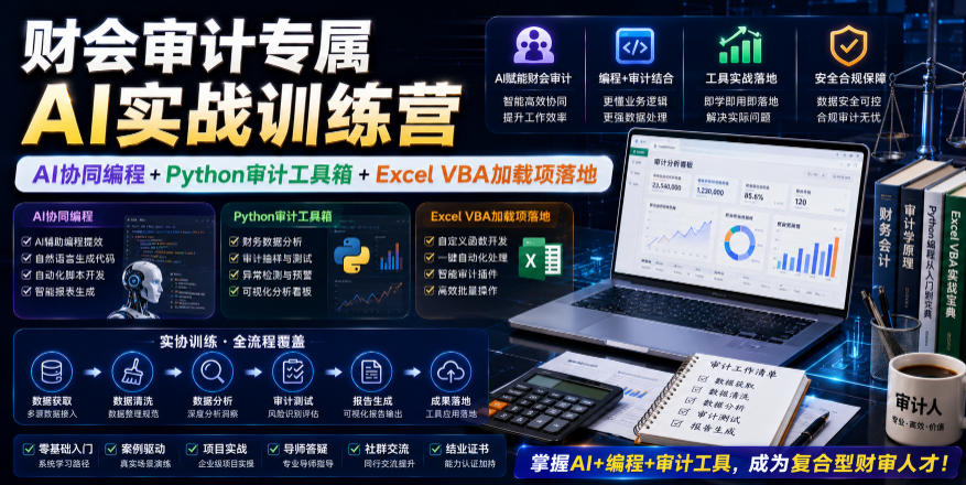 财会审计专属AI实战训练营｜AI协同编程+Python审计工具箱+Excel VBA加载项落地(更新0816)-资源后花园