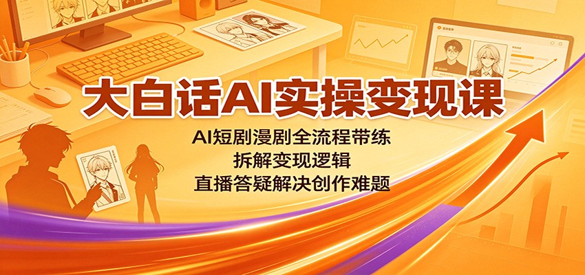 大白话AI实操变现课：AI短剧漫剧全流程带练，拆解变现逻辑，直播答疑解决创作难题-资源后花园
