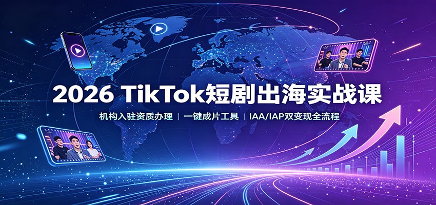 2026 TikTok短剧出海实战课：机构入驻资质办理，一键成片工具，IAA/IAP双变现全流程-资源后花园