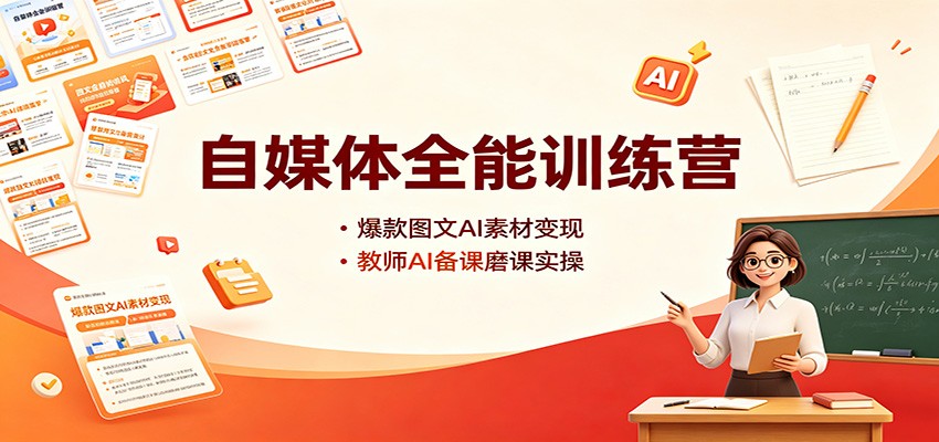 自媒体全能训练营：爆款图文AI素材变现，教师AI备课磨课实操-资源后花园