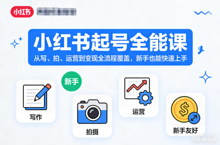 小红书起号全能课，从写、拍、运营到变现全流程覆盖，新手也能快速上手(更新)-资源后花园