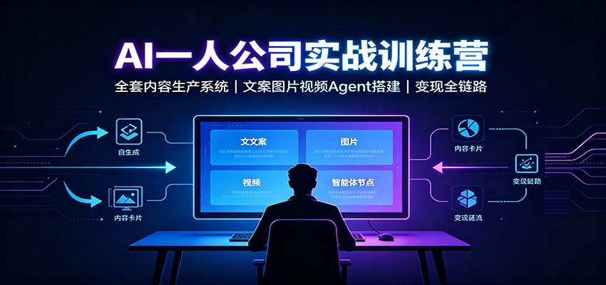 AI创作一人公司实战训练营：全套内容生产系统，文案图片视频Agent搭建变现全链路-资源后花园
