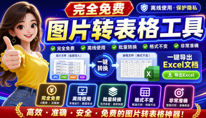 图片表格识别提取工具，支持一键从图片中智能提取表格并导出Excel文件，可离线免网运行，FastTableOCR-资源后花园