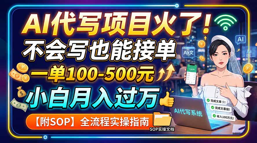 AI代写项目火了！不会写也能接单，一单100-500元，小白月入过万【附SOP】-资源后花园