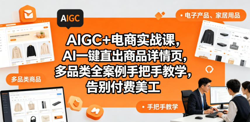 AIGC+电商实战课，AI一键直出商品详情页，多品类全案例手把手教学，告别付费美工(更新0820)-资源后花园