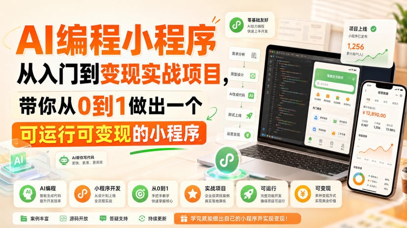 AI编程小程序从入门到变现实战项目，带你从0到1做出一个可运行可变现的小程序-资源后花园
