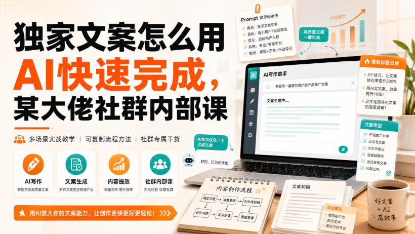 独家文案怎么用AI快速完成，某大佬社群内部课-资源后花园