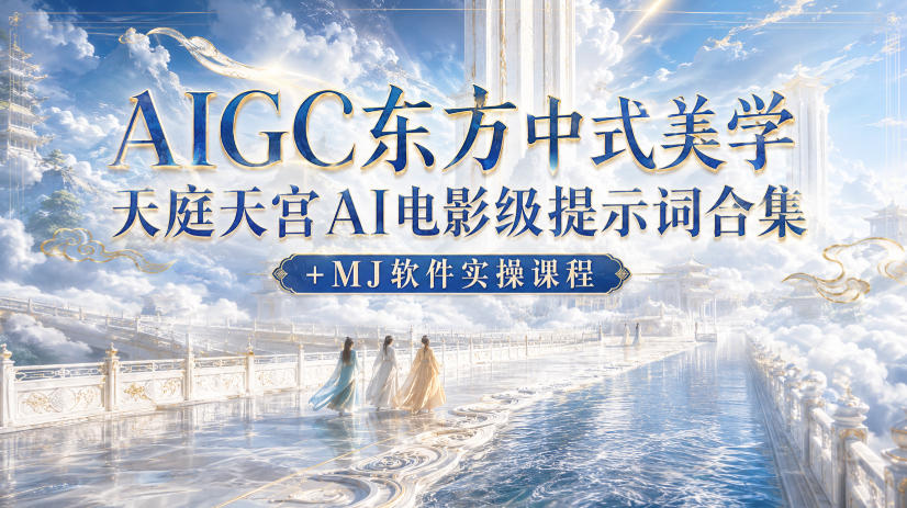 AIGC东方中式美学天庭天宫AI电影级提示词合集+MJ软件实操课程-资源后花园