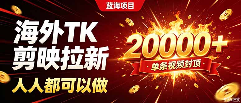 海外TK拉新新玩法，剪映就能做，不用经验不用粉丝，单条视频收益上限20000+-资源后花园