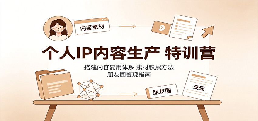 个人IP内容生产特训营：搭建内容复用体系，素材积累方法，朋友圈变现指南-资源后花园