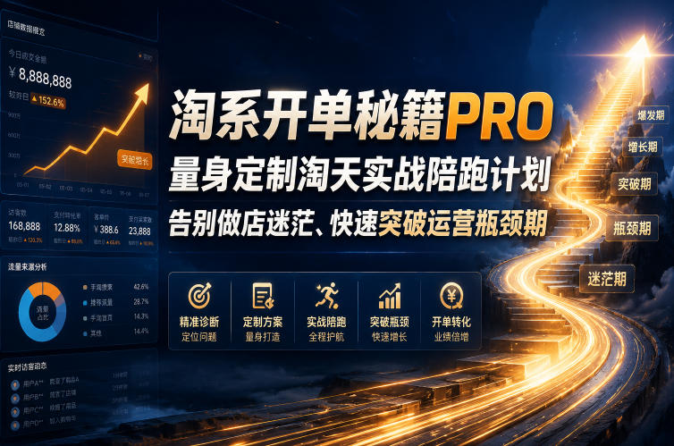 淘系开单秘籍PRO，量身定制淘天实战陪跑计划，告别做店迷茫、快速突破运营瓶颈期(更新260823)-资源后花园