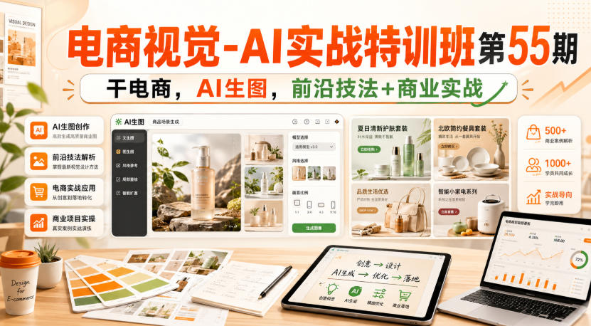 电商视觉-AI实战特训班第55期，干电商，AI生图，前沿技法+商业实战-资源后花园
