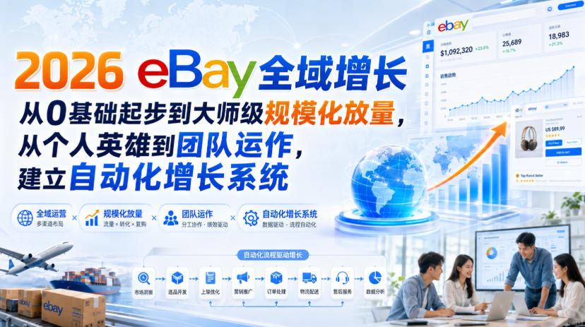 2026 eBay全域增长，从0基础起步到大师级规模化放量，从个人英雄到团队运作，建立自动化增长系统-资源后花园