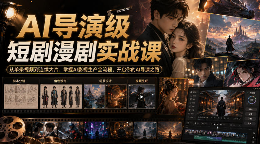 AI导演级短剧漫剧实战课，从单条视频到连续大片，掌握AI影视生产全流程，开启你的AI导演之路!-资源后花园