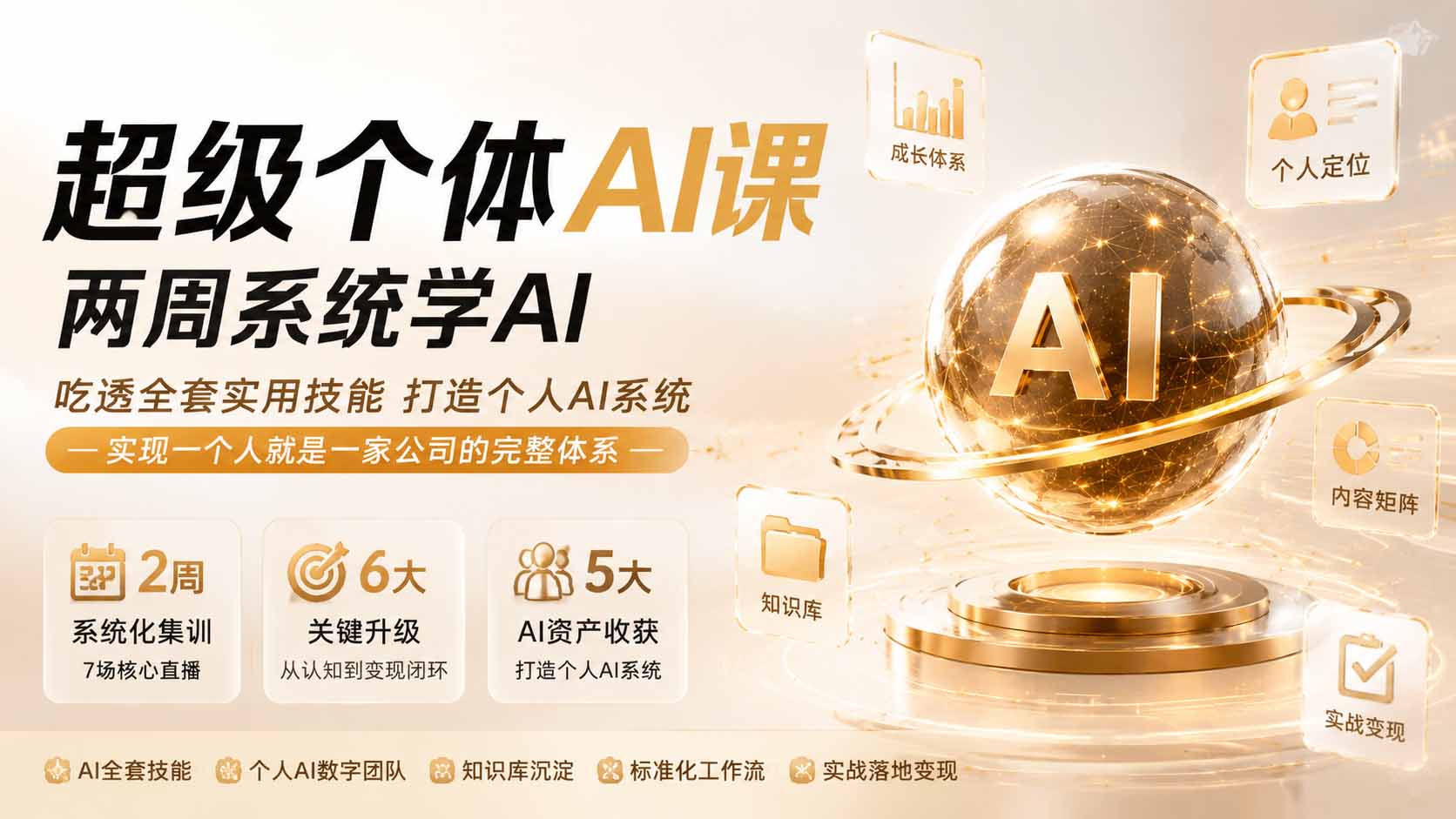 超级个体AI课 两周系统学AI；吃透全套实用技能打造个人AI系统，实现一个人就是一家公司的完整体系(更新0823-资源后花园