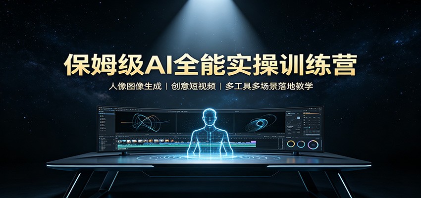 保姆级AI全能实操训练营：人像图像生成，创意短视频，多工具多场景落地教学-资源后花园