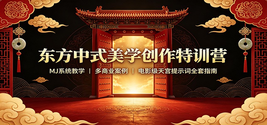 东方中式美学创作特训营：MJ系统教学，多商业案例，电影级天宫提示词全套指南-资源后花园