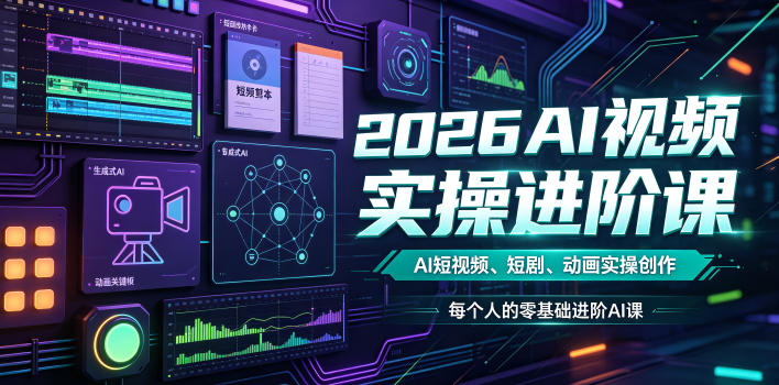 2026AI视频实操进阶课，AI短视频、短剧、动画实操创作，每个人的零基础进阶ai课(更新0825)-资源后花园