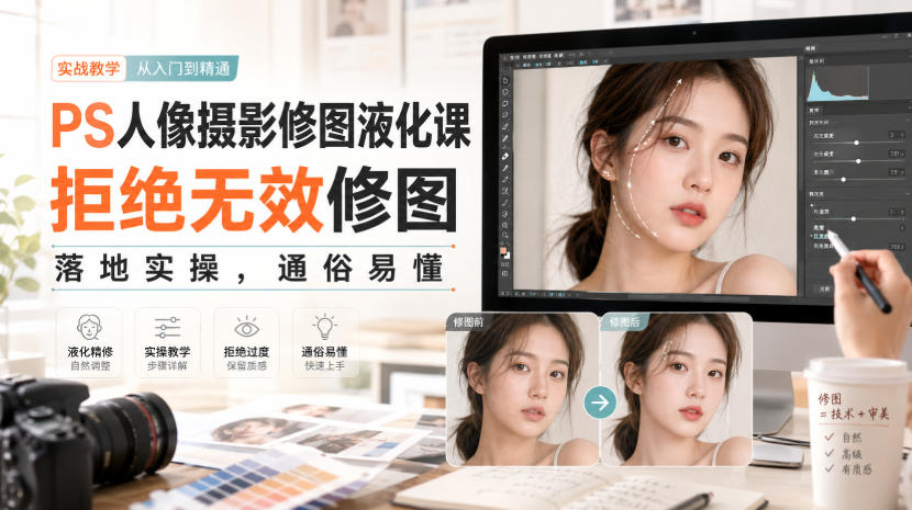 PS人像摄影修图液化课，拒绝无效修图，落地实操，通俗易懂-资源后花园