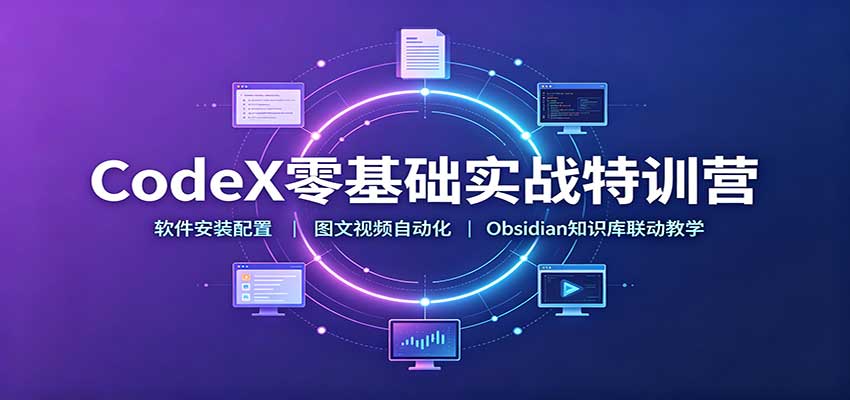 CodeX零基础实战特训营：软件安装配置，图文视频自动化，Obsidian知识库联动教学-资源后花园