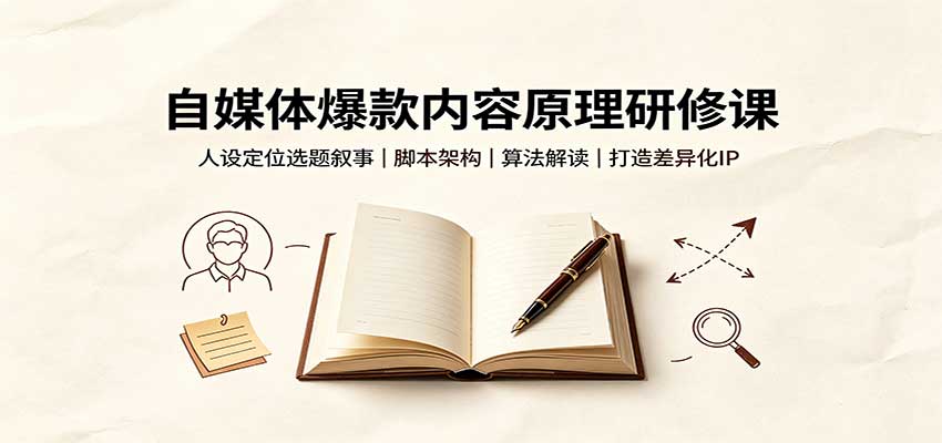 自媒体爆款内容原理研修课：人设定位选题叙事，脚本架构，算法解读打造差异化IP-资源后花园